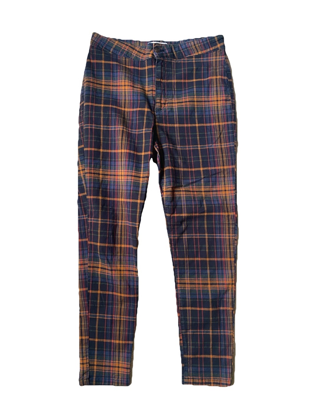 Free People Plaid Cropped Skinny Pants